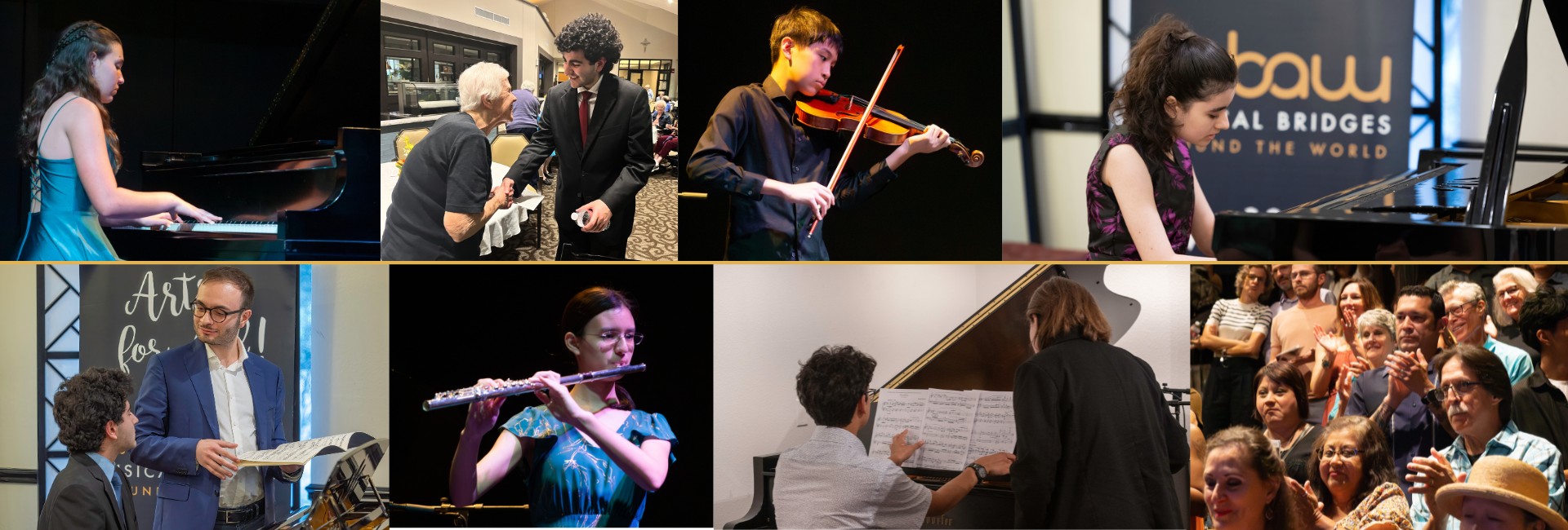 Youth Ambassador Chloe Castillo performs at Gurwitz 2020 Reception with David Robinson on white piano