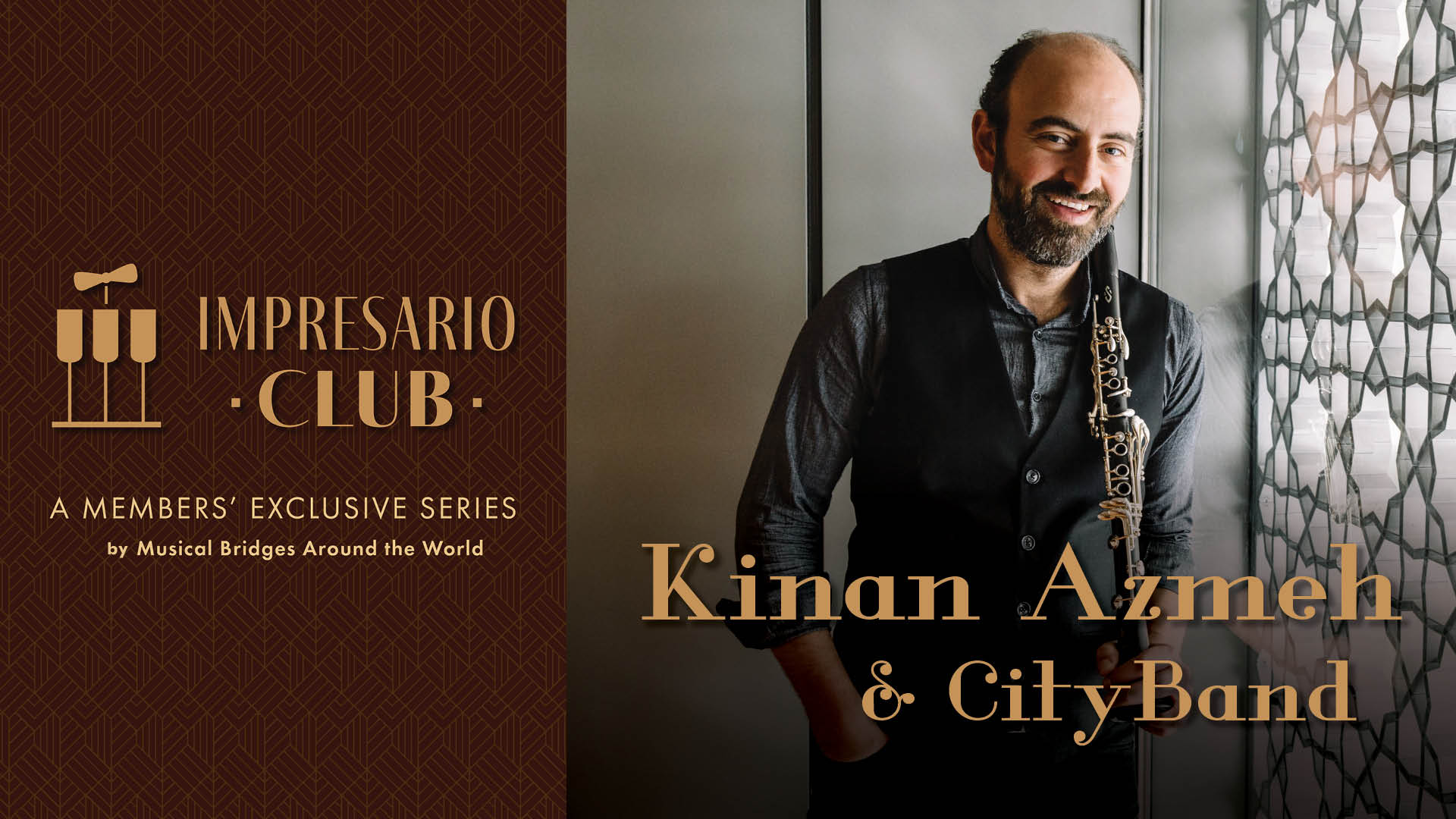 event graphic with picture of Kinan Azmeh holding clarninet